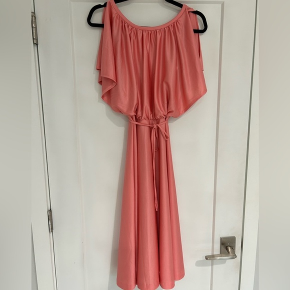 Stunning VINTAGE ILGWU 1970’s Dusty Rose Blouson Gown